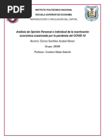 Ensayo Opinión Personal de La Reactivación Económica