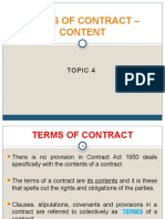 Topic 4 Terms of Contract - Contents