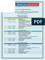 MDP Programme Schedule