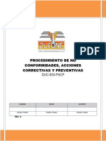 Procedimiento de No Conformidades DUC-SGI-PACP