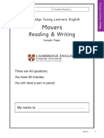 Movers Reading & Writing Sample Paper