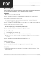 Lab Report: Motion and Forces