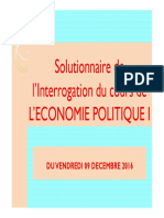 Solutionnaire de L'interrogation Du Cours de L'Economie Politique I