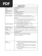 Daily Lesson Plan Mathematics Year 1