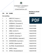 Covenant University 2018 Convocation List