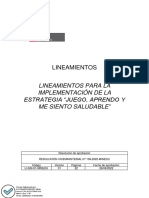 Lineamientos para La Implementación de La Estrategia Juego, Aprendo y Me Siento Saludable