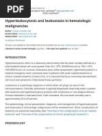 Hyperleukocytosis and Leukostasis in Hematologic Malignancies