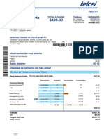 Estado de Cuenta $425.00: Movimientos Del Mes Anterior Total