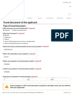 Travel Document Information of The Applicant