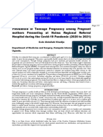 Prevalence of Teenage Pregnancy Among Pregnant Mothers Presenting at Hoima Regional Referral Hospital During The Covid-19 Pandemic (2020 To 2021)