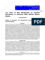 The Effect of Risk Management On Financial Performance in Centenary Bank Masindi Branch, Uganda.