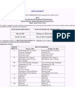 Announcement: The CIVIL SERVICE COMMISSION (CSC) Announces The Conduct of The