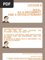 Lesson 9 Rizal As Reformist and A Revolutionary