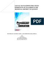 Personal Financial Management Practices and Lived Experiences of Teachers in The Third Congressional District of Quezon