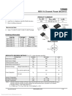 600V N-Channel Power MOSFET: Product Summary V (V) R ( ) I (A)