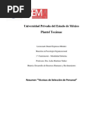 Resumen Tecnicas de Selección de Personal Daniel Espinosa Méndez