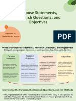 Purpose of Statement, Research Questions and Objectives 