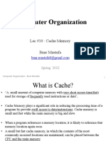 Computer Organization: Lec #10: Cache Memory Bnar Mustafa