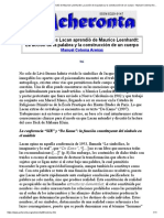 Lo Que Jacques Lacan Aprendió de Maurice Leenhardt: La Acción de La Palabra y La Construcción de Un Cuerpo