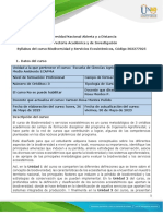 Syllabus Del Curso Biodiversidad y Servicios Ecosistémicos, 2023.