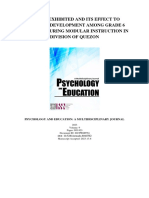 Values Exhibited and Its Effect To Personal Development Among Grade 6 Learners During Modular Instruction in Division of Quezon