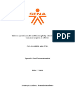 Taller de Especificación Del Modelo Conceptual y Estructurar La Propuesta Técnica Del Proyecto de Software