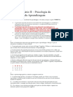 Questionário II - Psicologia Da Educação e Da Aprendizagem - TOTAL 20