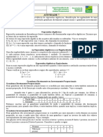 Atividade 7 7o Ano MAT Equivalencia de Expressoes Algebricas Grandezas Diretamente Proporcionais e Grandezas Inversamente Proporcionais