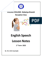 English Speech Lesson Notes - 2023