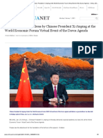 Full Text: Special Address by Chinese President Xi Jinping at The World Economic Forum Virtual Event of The Davos Agenda