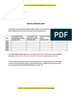 Turnover Declaration Letter Form