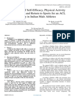 Evaluation of Self-Efficacy, Physical Activity Participation and Return To Sports For An ACL Injury in Indian Male Athletes