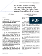 Effectiveness of Video Assisted Teaching Programme On Knowledge Regarding Yoga Eye Exercises To Prevent Digital Eye Strain Among High School Students at Selected Schools in Mysuru