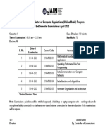 Online Course MCA Exam Time Table April 2022