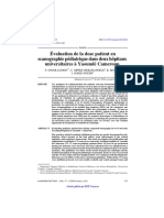 Évaluation de La Dose Patient en Scanographie Pédiatrique Dans Deux Hôpitaux Universitaires À Yaoundé Cameroun