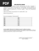 Declaracion Jurada Mudanza