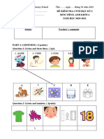 Paper 1: Đề Kiểm Tra Cuối Học Kỳ I Môn TiếNg Anh Khối 4 NĂM HỌC 2020-2021