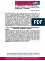 Impacto Das Propriedades Das Pelotas de Minério de Ferro No Processo de Produção de Gusa No Alto-Forno