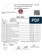 Grade Sheet: Bachelor of Pharmacy, SECOND Semester, April-2022