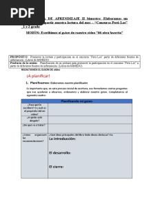 EXPERIENCIA DE APRENDIZAJE CONCURSO PERÚ LEE - II Bimestre