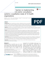 Facilitators and Barriers To Implementing Electronic Referral And/or Consultation Systems: A Qualitative Study of 16 Health Organizations