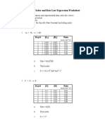 Reaction Order and Rate Law Expression Worksheet - Answers