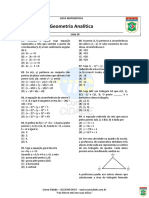 Lista Matemática - Geometria Analitica