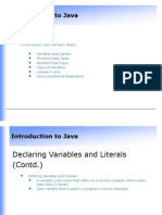 Objectives: Introduction To Java