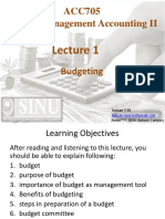 ACC705 Budgetting Lecture Notes