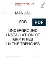 Manual FOR Underground Installation of GRP Pipes in The Trenches