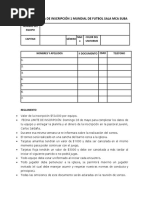 Planilla de Inscripción 1 Mundial de Futbol Sala Mca Suba