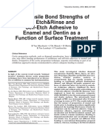 Van Meerbeek (2003) Microtensile Bond Strengths of An Etch & Rinse and Self Etch Adhesive To Enamel and Dentin As A Function of Surface Treatment