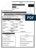 Test On Units (1-2) Grade 4: Name: . Center