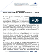 Autorización Verificación Corporal Del Proceso de Selección 2023